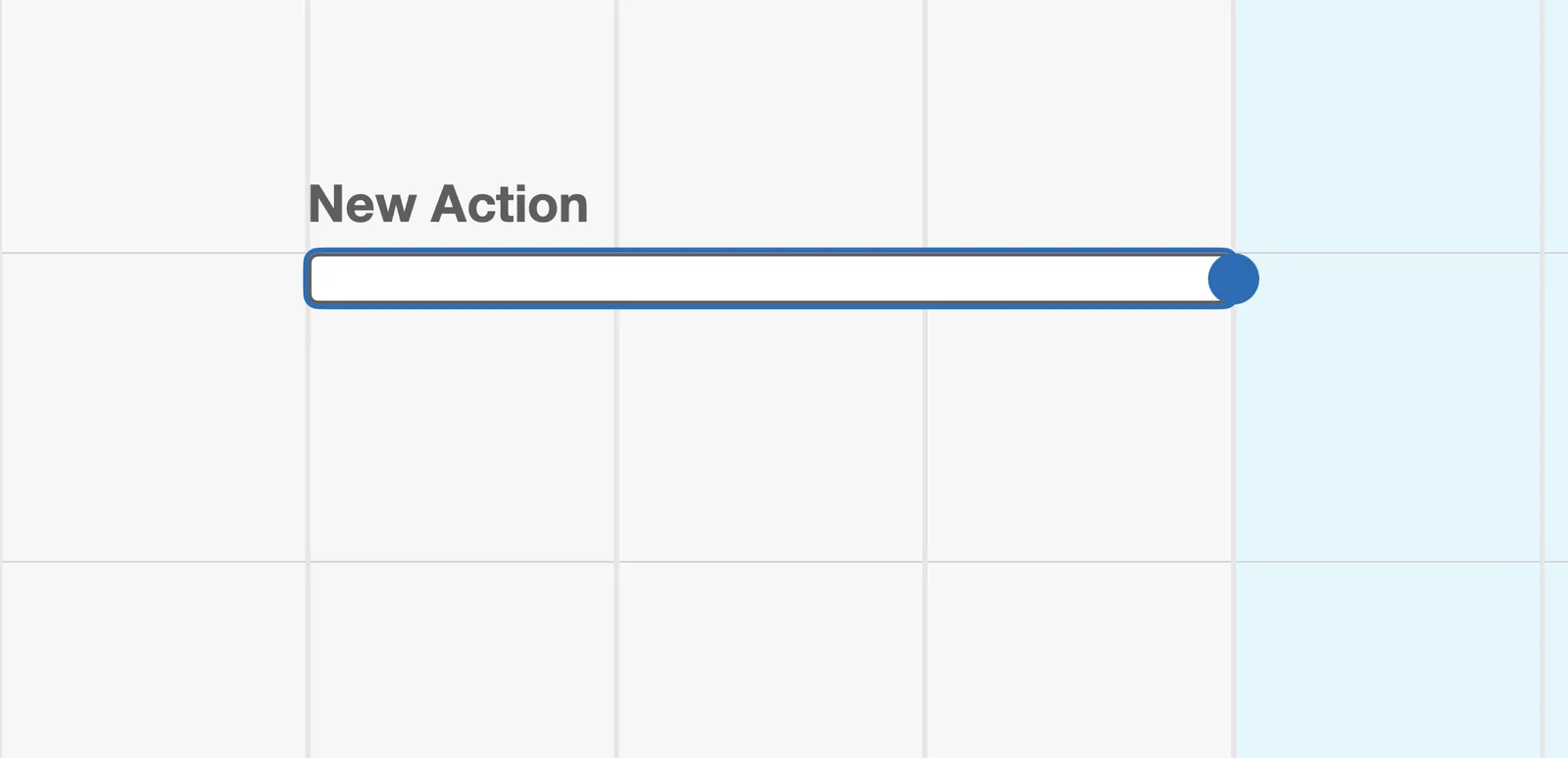 The duration handle dragged to the right, stretching the Action across three days