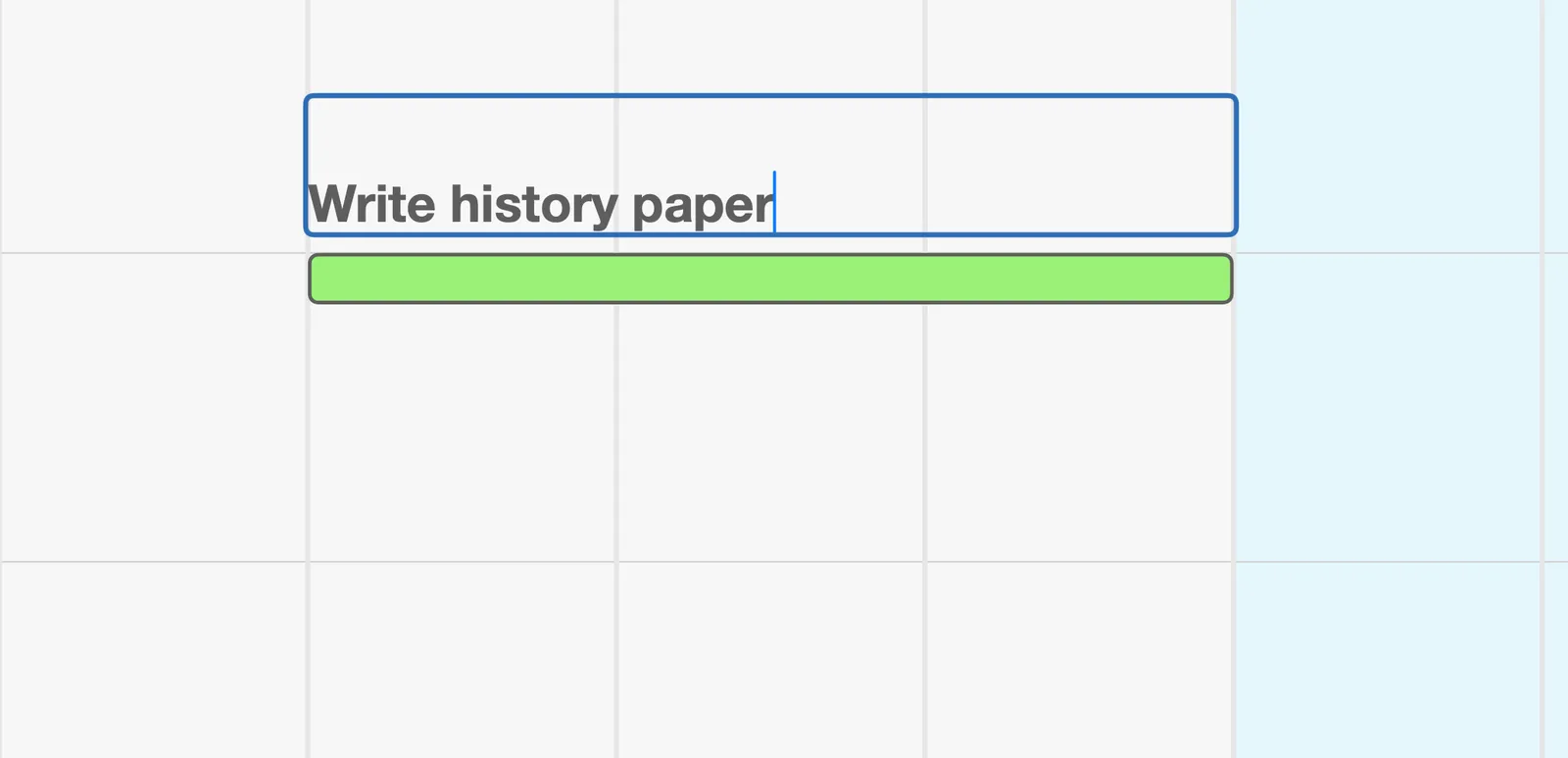The Action title being edited to read “Write history paper”