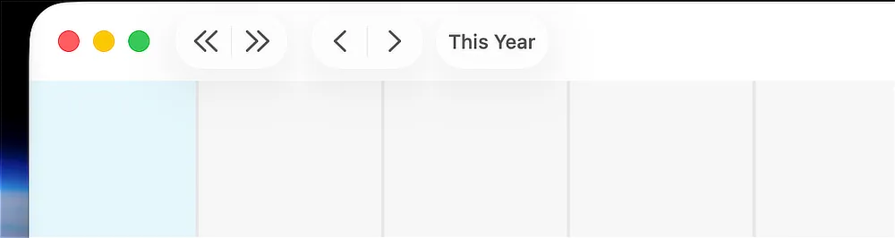 The canvas toolbar, with the month and year chevrons and the This Year button visible