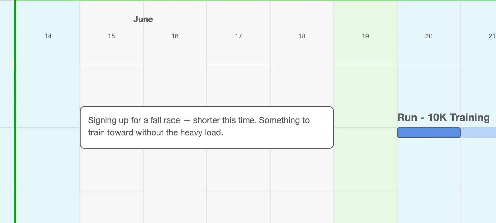 A Note about signing up for a shorter fall race, beside the start of a 10K training run