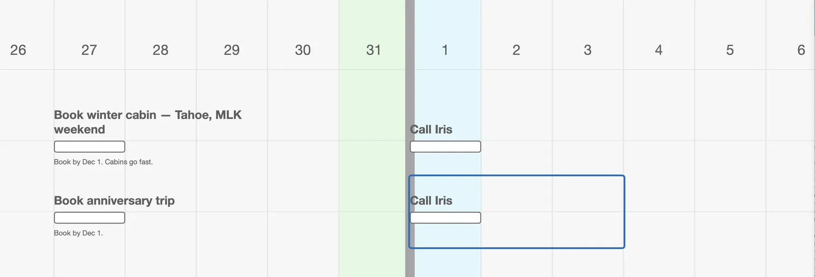 A duplicated “Call Iris” Action, selected, just below the original