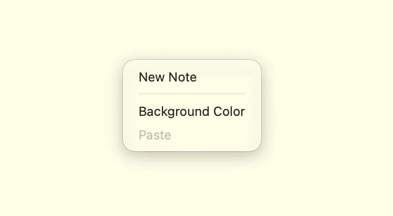 The board’s right-click menu, with New Note, Background Color, and Paste